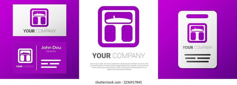 Logotipo Icono de báscula de baño aislado en fondo blanco. Medición del peso Equipo. El concepto de deporte de fitness a gran escala. Elemento de plantilla de diseño de logotipo. Vector