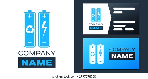 Logotipo Batería con símbolo de reciclado - icono de concepto de energía renovable aislado en fondo blanco. Elemento de plantilla de diseño de logotipo. Vector.