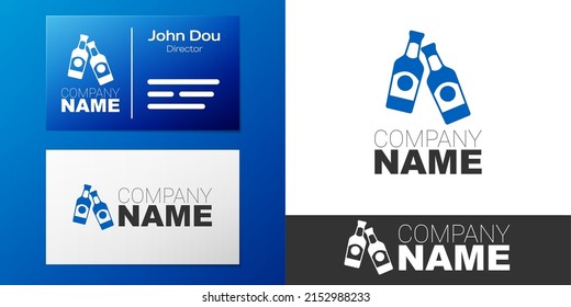 Logotype Beer bottle icon isolated on white background. Logo design template element. Vector