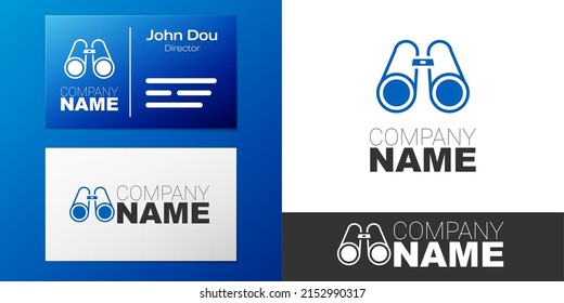 Icono de Binoculares de Logotipo aislado en fondo blanco. Buscar signo de software. Símbolo de equipo espía. Elemento de plantilla de diseño de logotipo. Vector