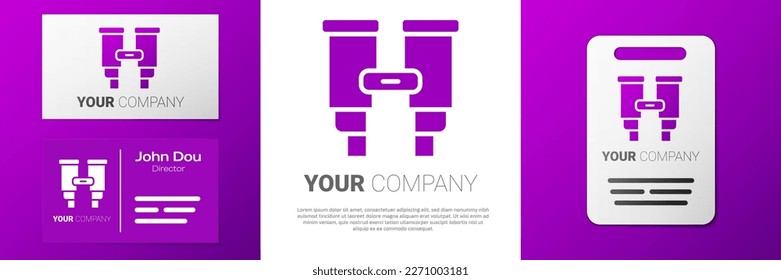 Logotype Binoculars Symbol einzeln auf weißem Hintergrund. Suchen Sie nach Softwarezeichen. Symbol für Spionageausrüstung. Logo-Design-Element. Vektorgrafik