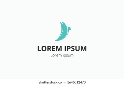 Logotype bird, dove with wings, in the form of a semicircle, moon