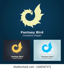 Logotype with bird spreading winds in set of three color variations