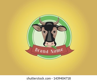 Logotype with a black cow. For dairy.