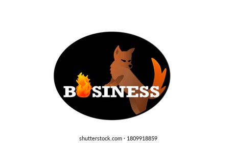 Logotype, black, white letter, flame, fox