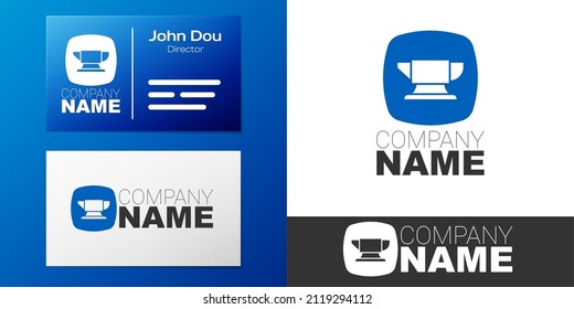 Logotype Blacksmith anvil tool icon isolated on white background. Metal forging. Forge tool. Logo design template element. Vector