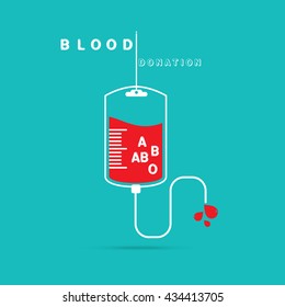 logotipo doação de sangue, ajudar os doentes e necessitados. conta-gotas com uma gota de sangue, no fundo azul Ilustração do vetor