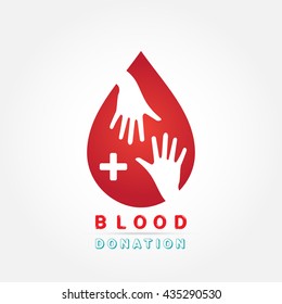 logotype blood donation, help the sick and needy. dropper with a drop of blood, on white background Vector illustration