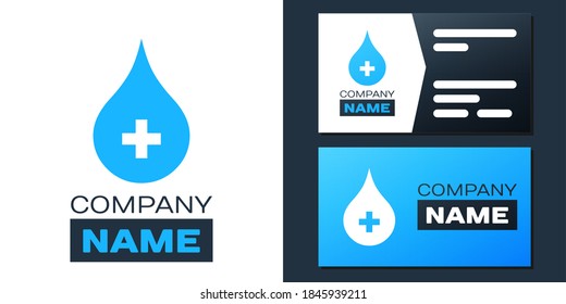 Logotype Bluttropfen Symbol einzeln auf weißem Hintergrund. Spenden Sie Blut mit Kreuz-Zeichen. Geberkonzept. Logo-Design-Element. Vektorgrafik.