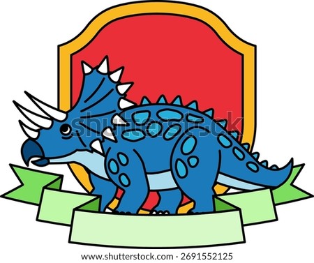 logotype of A blue dinosaur with three horns