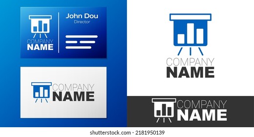 Logotype Board with graph chart icon isolated on white background. Report text file icon. Accounting sign. Audit, analysis, planning. Logo design template element. Vector