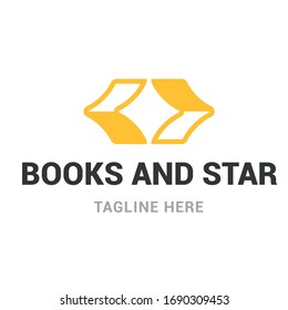 Logotype books and star, logo vector for shop, store, library, club, read, journal, magazine