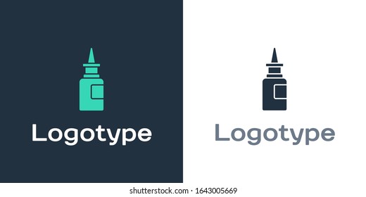 Logotype Bottle nasal spray icon isolated on white background. Logo design template element. Vector Illustration
