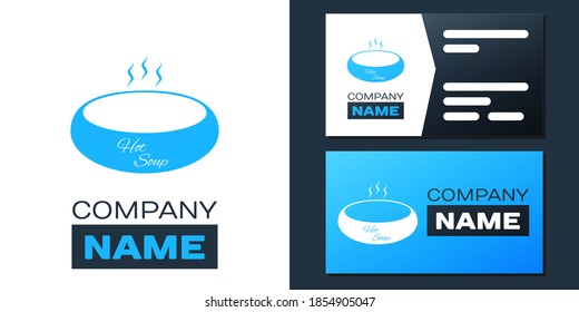 Logotype Bowl of hot soup icon isolated on white background. Logo design template element. Vector.