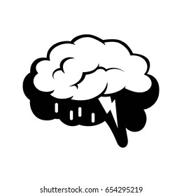 Logotype of brain silhouette and rain cloud inside