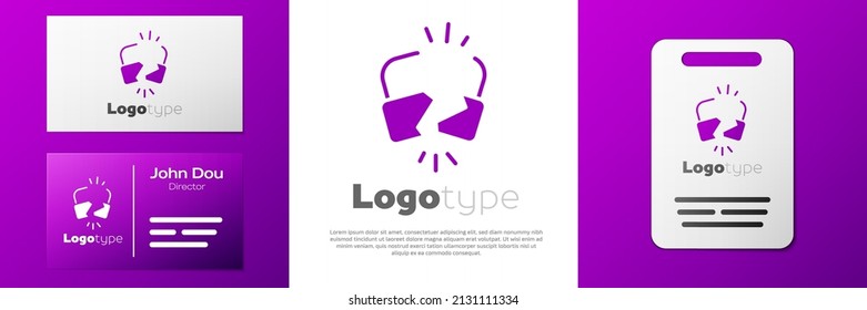 Logotype Broken or cracked lock icon isolated on white background. Unlock sign. Logo design template element. Vector Illustration