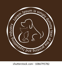 Logotype, brown-backed logo, emblem, veterinary clinic dog, cat, parrot. The brand of the veterinary clinic is a layout for the presentation of animal products. New logo for a veterinarian's seal.