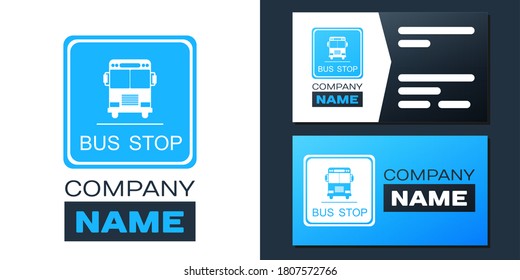 Icono de parada del bus de logotipo aislado en fondo blanco. Elemento de plantilla de diseño de logotipo. Vector.