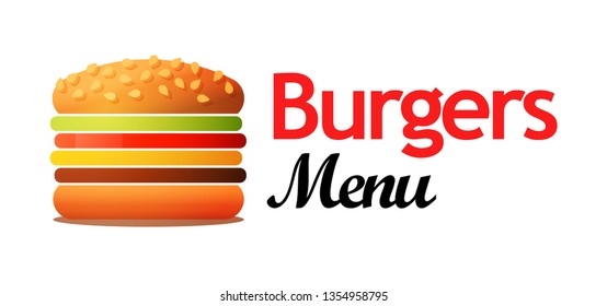 Logotype for Cafe with Burgers and other lunch food. Vector illustration isolated on white background looks good and on a dark background in EPS10.