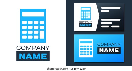 Logotype Calculator icon isolated on white background. Accounting symbol. Business calculations mathematics education and finance. Logo design template element. Vector.