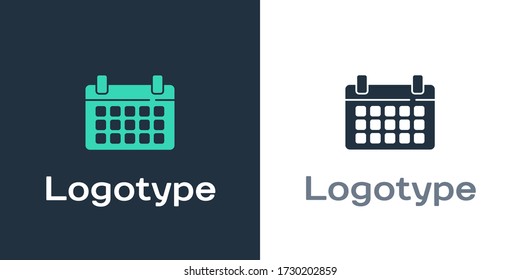 Logotype Calendar icon isolated on white background. Event reminder symbol. Logo design template element. Vector Illustration