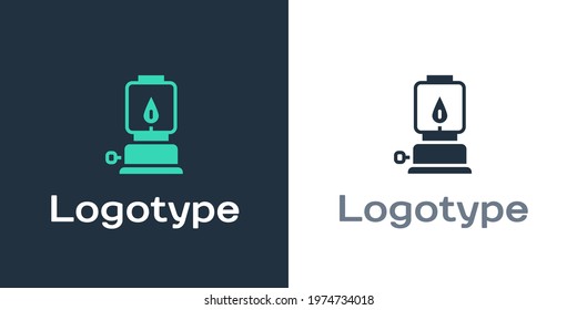 Logotype Camping lantern icon isolated on white background. Happy Halloween party. Logo design template element. Vector
