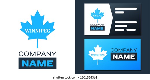 Logotype Canadian maple leaf with city name Winnipeg icon isolated on white background. Logo design template element. Vector.