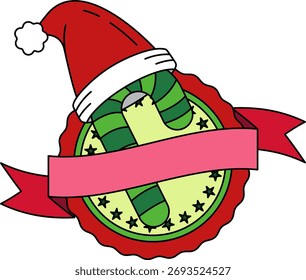 logotype of a candy cane in a santa hat 