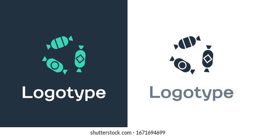 Logotype Candy icon isolated on white background. Logo design template element. Vector Illustration