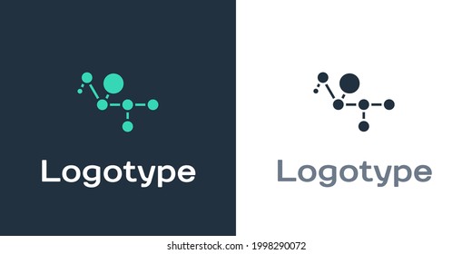 Logotype Cannabis molecule icon isolated on white background. Cannabidiol molecular structures, THC and CBD formula. Marijuana or cannabis. Logo design template element. Vector Illustration