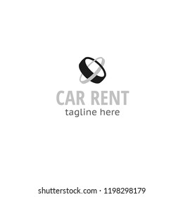 Logotype car rent, logo vector for shop, store, repair, wheel and coins