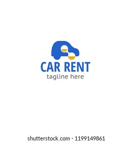 Logotype car rent, logo vector for shop, store, repair, wheel and coins