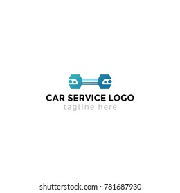 Logotype car service, logo vector for shop, store, repair, mechanic, headlights, wrench, parts