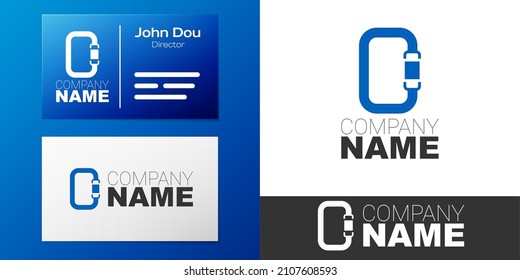Logotype Carabiner icon isolated on white background. Extreme sport. Sport equipment. Logo design template element. Vector