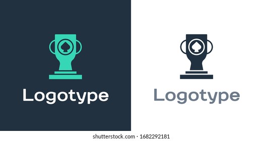 Logotype Casino poker trophy cup icon isolated on white background. Logo design template element. Vector Illustration