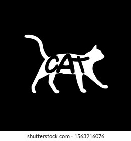 Logotype of the cat. Vector illustration. Black and white vector object.