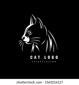 Logotype of the cat. Vector illustration. Black and white vector object.