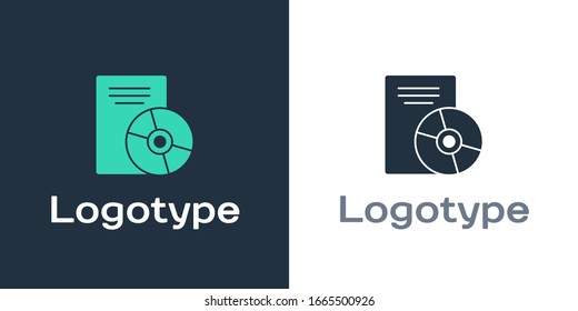 Logotype CD or DVD disk icon isolated on white background. Compact disc sign. Logo design template element. Vector Illustration