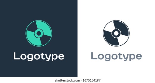 Logotype CD or DVD disk icon isolated on white background. Compact disc sign. Logo design template element. Vector Illustration