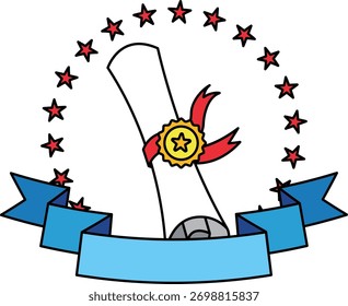 Logotipo de un certificado con una cinta