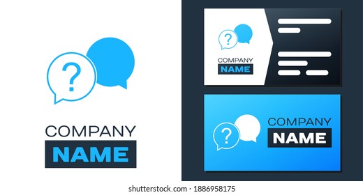 Logotype Chat question icon isolated on white background. Help speech bubble symbol. FAQ sign. Question mark sign. Logo design template element. Vector.
