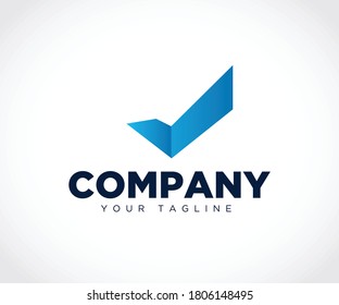 Logotype Check Tick Letter V Arrow Company Logo V Modern Creative