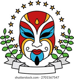 Logotipo de una máscara china que cambia de espectáculo