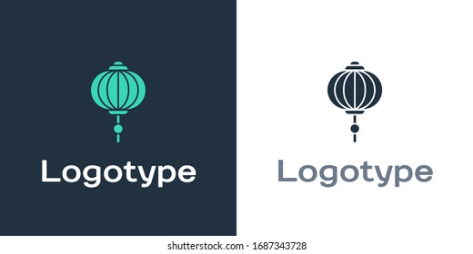 Logotype Chinese paper lantern icon isolated on white background. Logo design template element. Vector Illustration