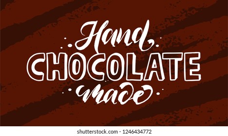 Logotype chocolate hand made, menu, shop window, label, sticker lettering typography. Set for banner, poster. Vector illustration EPS 10