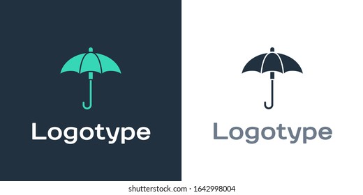 Logotype Classic elegant opened umbrella icon isolated on white background. Rain protection symbol. Logo design template element. Vector Illustration