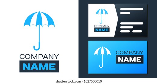 Logotipo Clásico elegante icono de paraguas abierto aislado en fondo blanco. Símbolo de protección contra la lluvia. Elemento de plantilla de diseño de logotipo. Vector.
