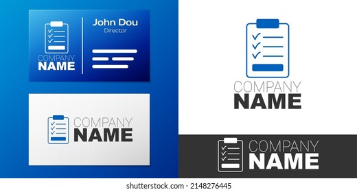 Logotype Clipboard With Checklist Icon Isolated On White Background. Control List Symbol. Survey Poll Or Questionnaire Feedback Form. Logo Design Template Element. Vector