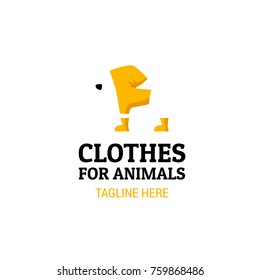 Logotype clothe for animal, template, cartoon for feed, animal protection, veterinarian, vet, accessories, creative nutrition, pets toys shop, pets-store, eco products. Logo vector illustration