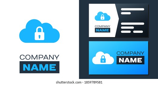Logotype Cloud computing lock icon isolated on white background. Security, safety, protection concept. Logo design template element. Vector.